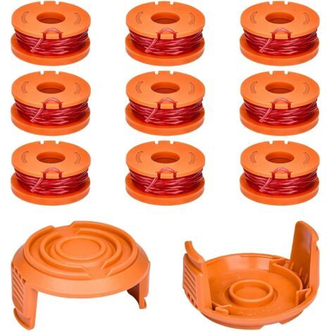11 Pièces Fil de Bobine pour Coupe-Bordures – 9 Bobines WA0010 + 2 Couvercles WA6531 – Compatible WORX, Stihl, Husqvarna – Diamètre 1,65 mm, Longueur 3 m – Pour Tondeuse à Gazon et Coupe-Bordure (1/5)