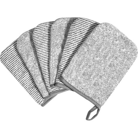 PHOGARY 6 Waschlappen Coral Fleece 13x20cm Grau Makeup-Entferner Handschuhe (1/5)