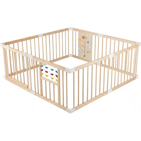 Parque infantil plegable, de madera de pino, 8 paneles, 160 x 160 cm. (1/5)