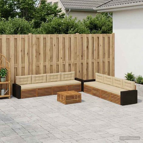vidaXL Outdoor-Sofagarnitur 9 Stk. Natur und Beige Polyester (1/5)