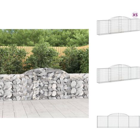 Gabionen mit Hochbogen 5 Stk. 300x30x80/100 cm Verzinktes Eisen - Gabionen - Gabionenkorb - Gartendeko - Zaun - Sichtschutz (1/5)