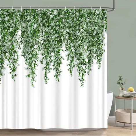 Filiyano-Rideau de douche vert sauge, motif botanique, feuilles d'eucalyptus, aquarelle, feuilles vertes, rideau de salle de bain fleuri, décoration