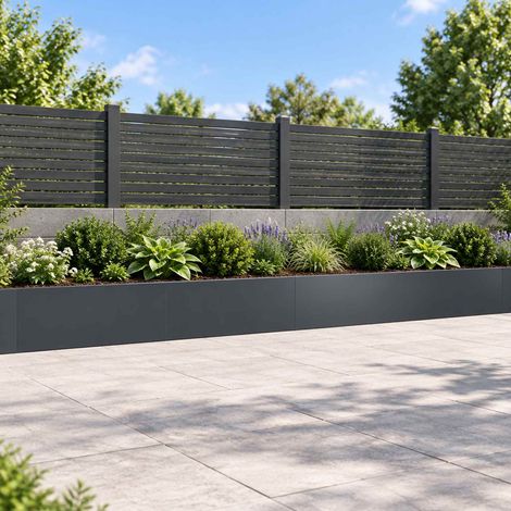 vidaXL Retaining Wall 4 pcs 100 x 12 x 30 cm Steel Anthracite (1/5)