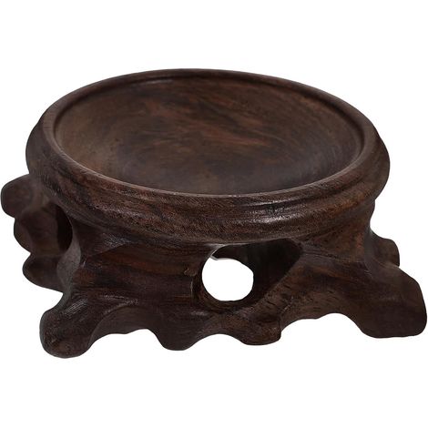Socle en Bois Sculpté Naturel pour Boule Cristal Ronde, Porte-boule de Quartz Multifonction, Support Élégant pour Décoration Intérieure et Extérieure (1/5)