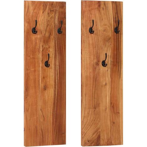 vidaXL Percheros de pared 2 uds madera maciza de acacia 36x3x110 cm (1/5)