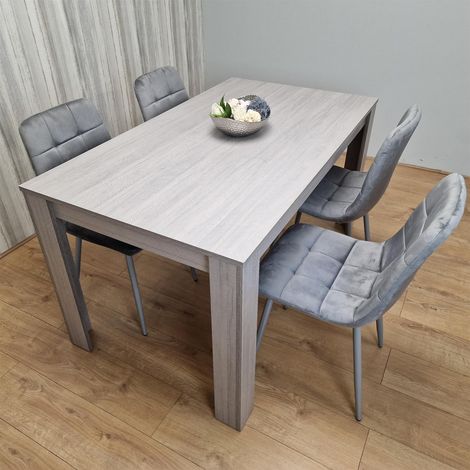 Dining Table and 4 Chairs  Grey 4  Grey Velvet Chairs Wood Dining Set Furniture (1/5)