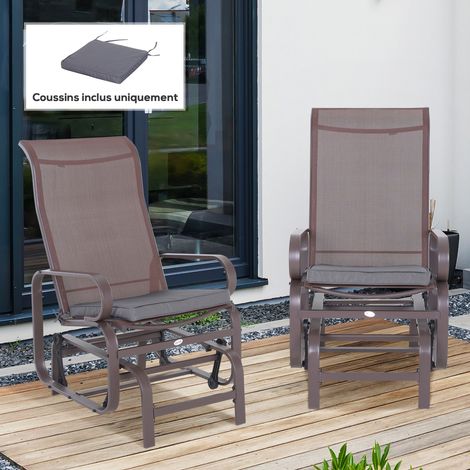 Outsunny Lot de 2 Coussins de chaise de jardin Coussin chaise extérieur Coussins d'assise déhoussables Rembourrage 5 cm Tissu Polyester dim. 45L x 45l cm Gris foncé