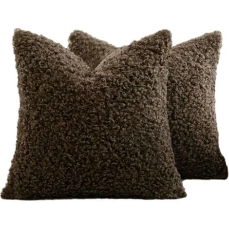 Housse de coussin carrée douce pour canapé de chambre, 45 x 45 cm, couleur chocolat, 1 pièce (1/2)