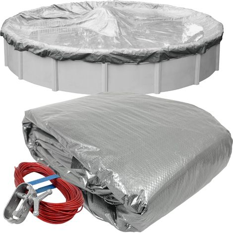 Bâche d'hiver Robuste de 8,5 m pour Piscine Hors Sol, chevauchement de 1,2 m (Taille de la Couverture de 9,8 m), Solide 20,3 x 20,3 cm, 66,9 g/yd2, Style : 5528-4 (1/5)