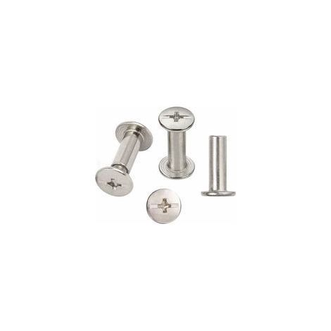 30 Sets Chicago Reliure Vis, reliure à vis de reliure nickelée 5 mm x 15 mm, ton argent (1/4)