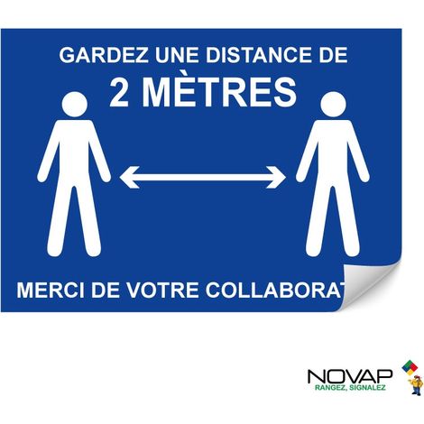 Panneau Garder une distance de 2 mètres - Adhésif A4 - 4610252