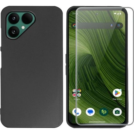 Coque en silicone pour Fairphone 6+ / 6 avec film protecteur, Noir mat
