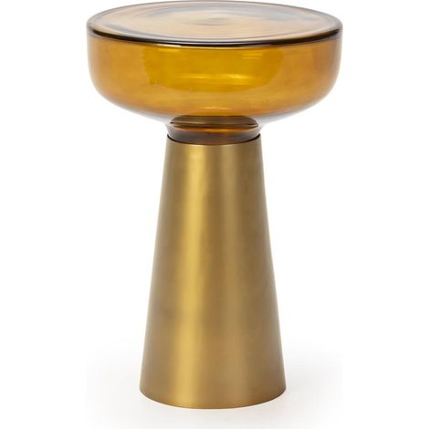 Table d'appoint dorée et ambre en métal et verre design élégant - doré ambre (1/4)