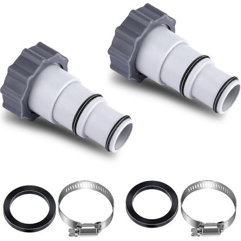 Adaptateur de tuyau de piscine de 32 à 38 mm avec collier de serrage pour raccord fileté. Adaptateur de tuyau de remplacement pour vanne à piston, compatible avec les ensembles de piscine Intex. (1/5)