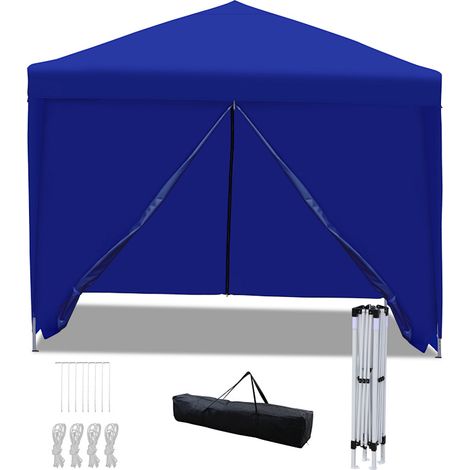 TolleTour Gazebo pieghevole 3x3m, resistente alla pioggia, tenda pieghevole robusta per giardino, campeggio ed eventi, blu