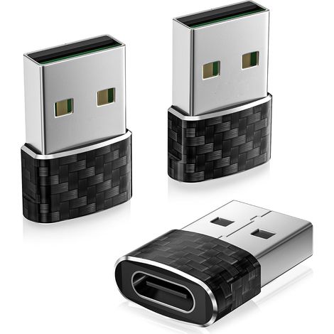 Adaptateur Voiture USB vers USB C 3Pack,USBC Femelle vers A Mâle (1/5)