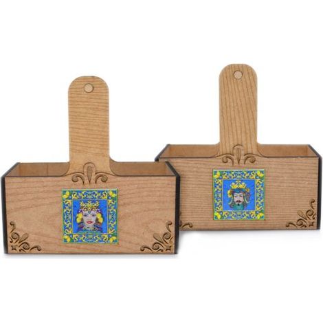 Portabicchieri da Tavola in Legno Decoro Testa di Moro 2 Modelli (1/2)