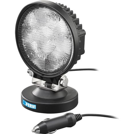 Faro a led tondo 12-24v con base magnetica x auto 6 x 3w Fervi 0713/18