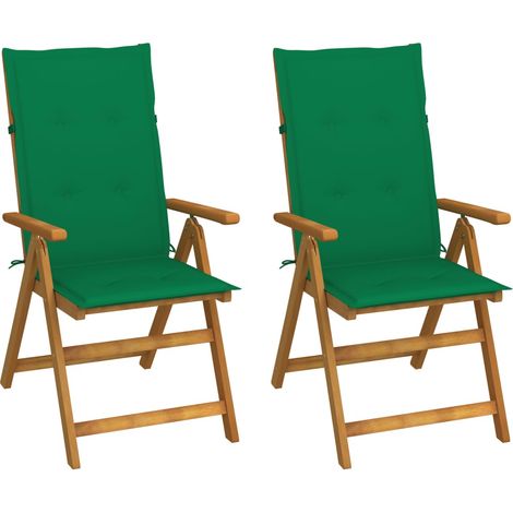 Chaises inclinables de jardin lot de 2 et coussins Bois acacia (1/5)