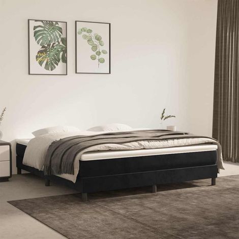 Estructura de cama con somier terciopelo negro 180x200 cm (1/5)