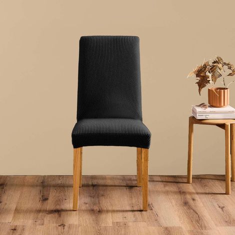 Housse de Chaise en Tissu Gaufré "Sacha" 55cm Noir (1/3)