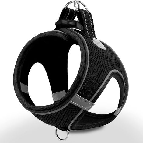 Harnais Chien Chiot Chat, Gilet Maille Respirante, Noir XXS (1/5)