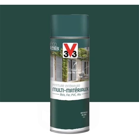 Bombe de Peinture aérosol V33 Déco LAB Extérieure Multi-Matériaux Vert Basque Satin 0,4 L (1/3)