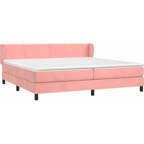 vidaXL Giroletto a Molle con Materasso Rosa 200x200 cm in Velluto (1/5)