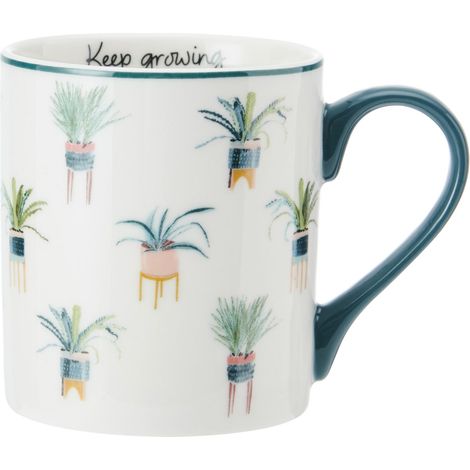 Mikasa Tasse de Porzellan, modernes Design de Pflanzen, 280 ml, wiederverwendbar, mikrowellenfest
