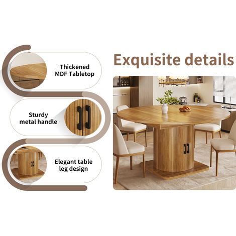 Table à manger extensible marron foncé en MDF et métal avec étagères amovibles et porte-verres pour cuisine et salle à manger (1/5)