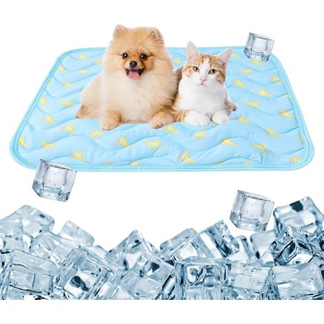 Alfombrilla refrescante para perros y gatos - Alfombrilla suave con estampado de plátanos, cojín refrescante para mascotas, 60  50 cm (1/5)