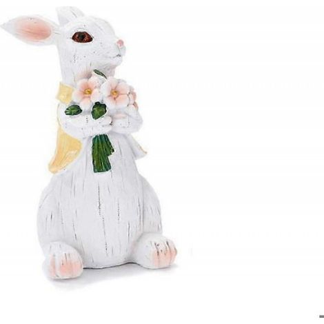 Figurine Lapin De Pâques - En Résine - 14x7x10 cm - Décoration Printemps Intérieur Bureau Étagère - Par 2 (1/5)