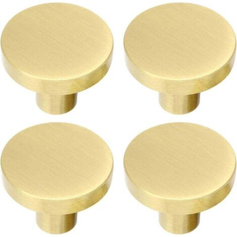 Poignées de meubles rondes en laiton brossé, boutons de tiroir, poignées de coiffeuse plaquées or, poignées de tiroir avec vis, convenant aux armoires, penderies, tiroirs, buffets, 32 mm x 25 mm (1/4)