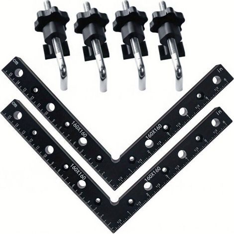 Équerres de serrage à angle droit pour le travail du bois, règles d'angle en alliage d'aluminium, équerres de fixation à angle droit de 90 degrés, jeu de 6 pièces de 160 mm (1/4)