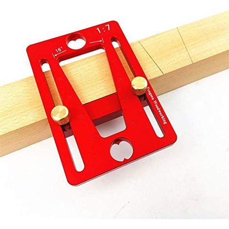 Präzise Markierungslehre, Aluminiumlegierung, Rot/Blau, Schwalbenschwanz-Holzverbindungen, Zapfenvorrichtung, Messwerkzeuge für die Holzbearbeitung (Farbe: Rot)