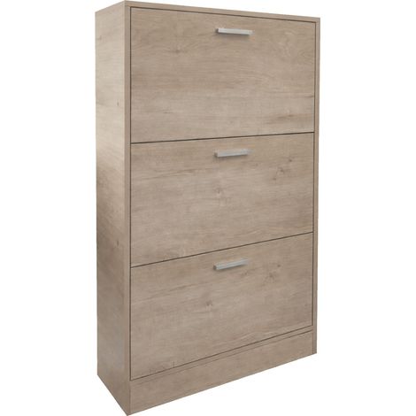 Home Heavenly® - Zapatero MAIRA, compacto y funcional, en MDF con tiradores metálicos cromo satinado, diseño vertical para optim Color: Beige