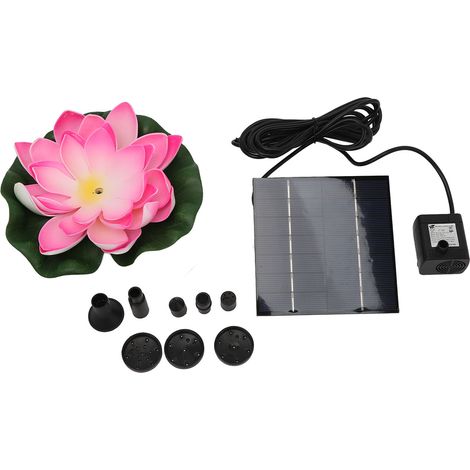 Pompe eau solaire lotus 1.4W – fontaine bain oiseaux flottante – étang poissons / jardin / patio / aquarium