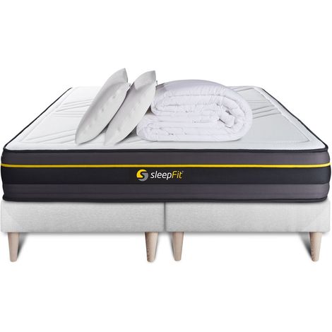 Komplettpaket Bett - Matratze 160x200 cm + 2 Boxspringbetten (Monoblock) + 2 Kopfkissen + Bettdecke - Active (1/5)