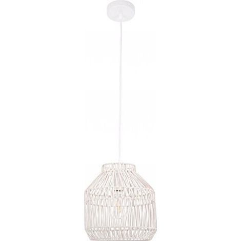 Lampadario "Altek" bianco in metallo e vimine d 28.5 cm (1/3)