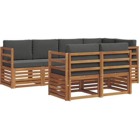 Set divano sezionale con cuscino 7 pcs Naturale e Antracite vidaXL