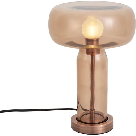 QAZQA Lámpara de mesa estilo Hotel Chic bronce oscuro con cristal (1/5)