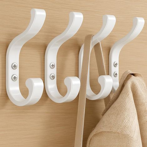 Juego de 4 ganchos de pared blancos