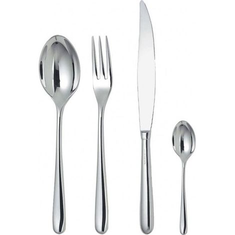 Alessi LCD01S24 Servizio 24 Posate Caccia Acciaio Inox 18-10 Manico Cavo colore Argento Lucido