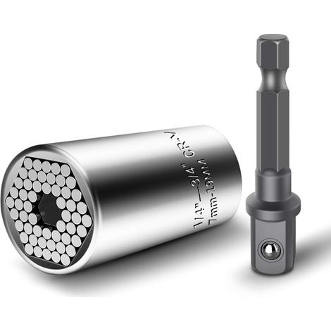 7–19 mm Douille Universelle 2PCS Clé à Cliquets Universelle Set de Douille Multi-Fonction Outil de Réparation Set de Douille Multi-Fonction Adaptateur pour Le Secteur Automobile (1/5)