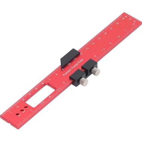 Anreißlineal aus Aluminiumlegierung, rutschfest, präzise, mit Anschlag, Holzbearbeitungswerkzeug, Rot (1/5)