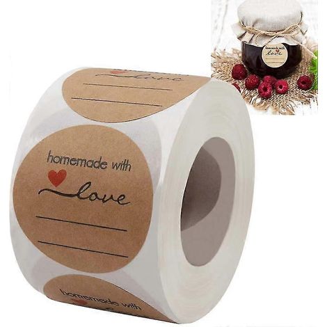 Étiquettes pour pots de confiture et de gelée, étiquettes de mise en conserve pour bocaux Mason et autres (500 étiquettes rondes de 5 cm/rouleau) avec lignes pour écrire - Étiquettes pour pots de conf (1/5)