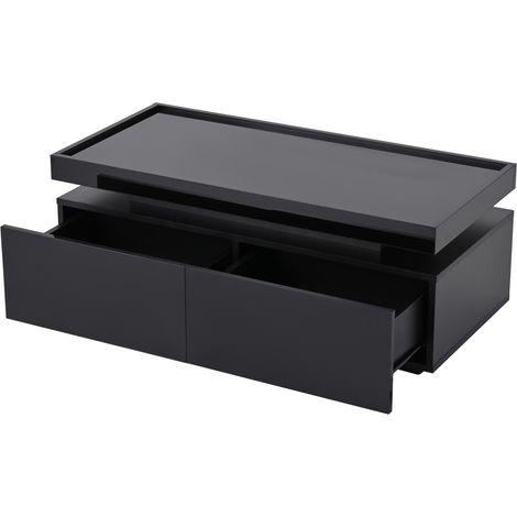 Tavolino da salotto nero 95 x 45 x 35 cm con LED e 2 cassetti HOMVRA (1/5)