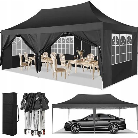 Tonnelle de jardin 3x6m – Pergola pliante avec 6 parois latérales amovibles – Hauteur réglable 1,86m à 2,06m – Imperméable UV 50+ (1/5)