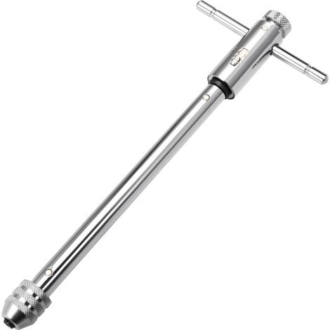 Verstellbarer Ratschen-Gewindebohrer mit T-Griff, kompatibel mit metrischen Gewindebohrern M5-M12, Ratschen-T-Griff mit Schwenkstütze, manuelles Gewindeschneidwerkzeug, geeignet für mechanische Repara