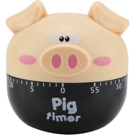 Minuteur de cuisine cochon kaki - Outil de chronométrage mécanique pour la cuisson (1/5)